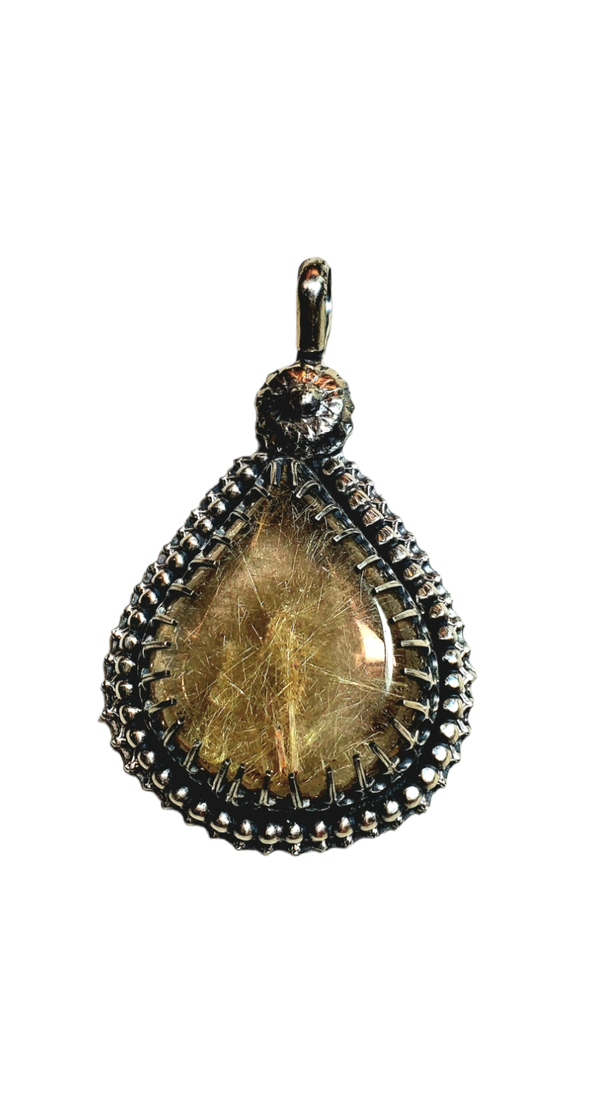 Rutilated Quartz & Sterling Pendant